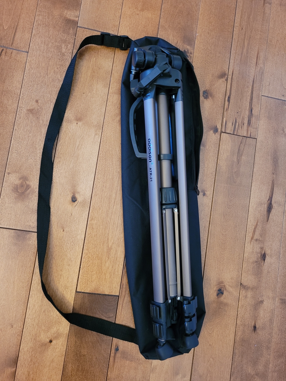Addison ATR-21 Aluminum Travel Camera Tripod with Black Zip-Up Carrying Bag
